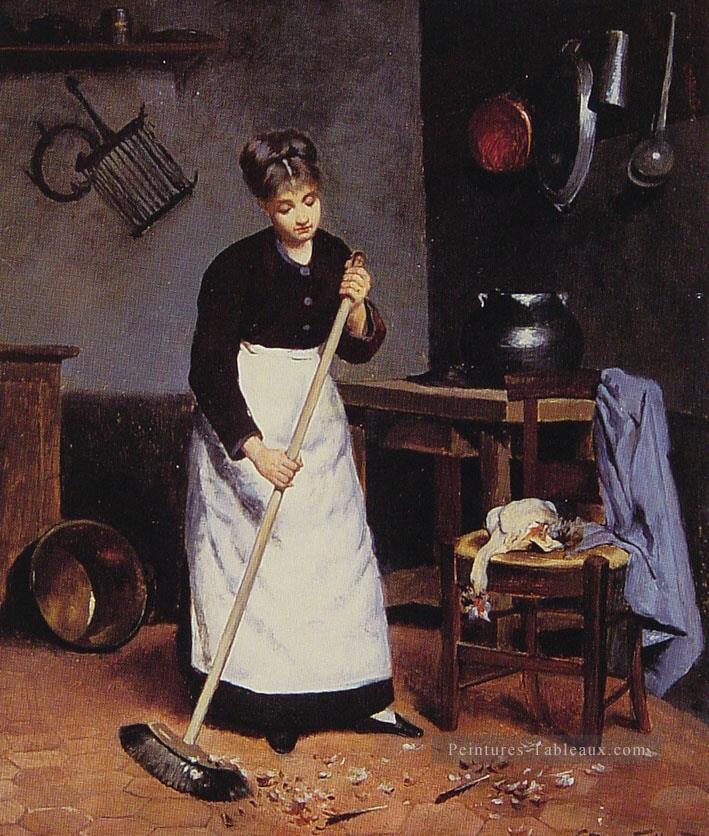 Sweeping the Feathers genre Victor Gabriel Gilbert Peintures à l'huile